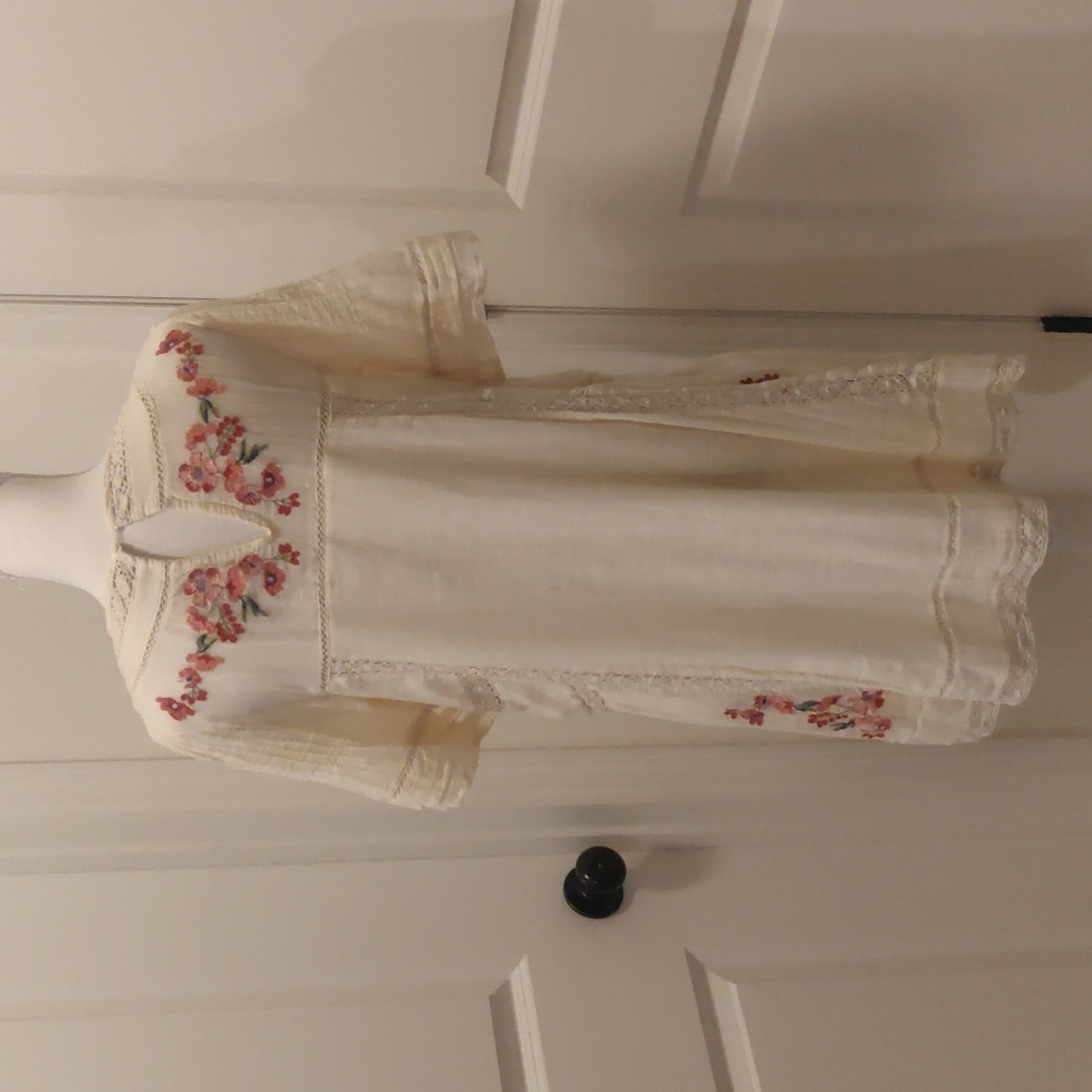 Free People Embroidered Victorian Dress Cream/ Off-white mini dress Cottagecore - Picture 9 of 14